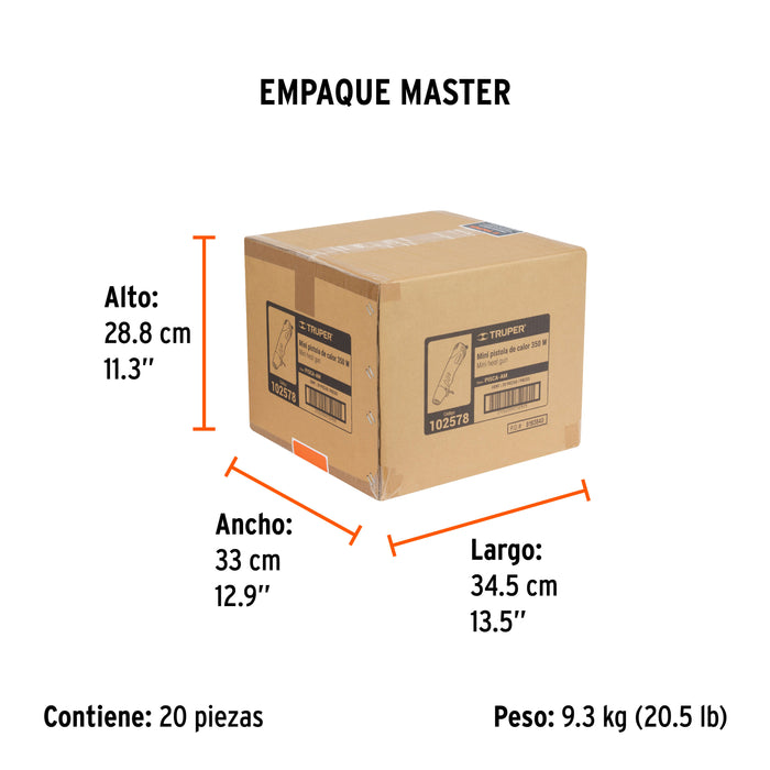 Mini pistola de calor 350 W, profesional, Truper 102578 PISCA-AM