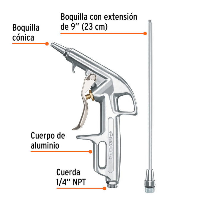 Pistola para sopletear con 2 boquillas, Truper 10647 PISO-363