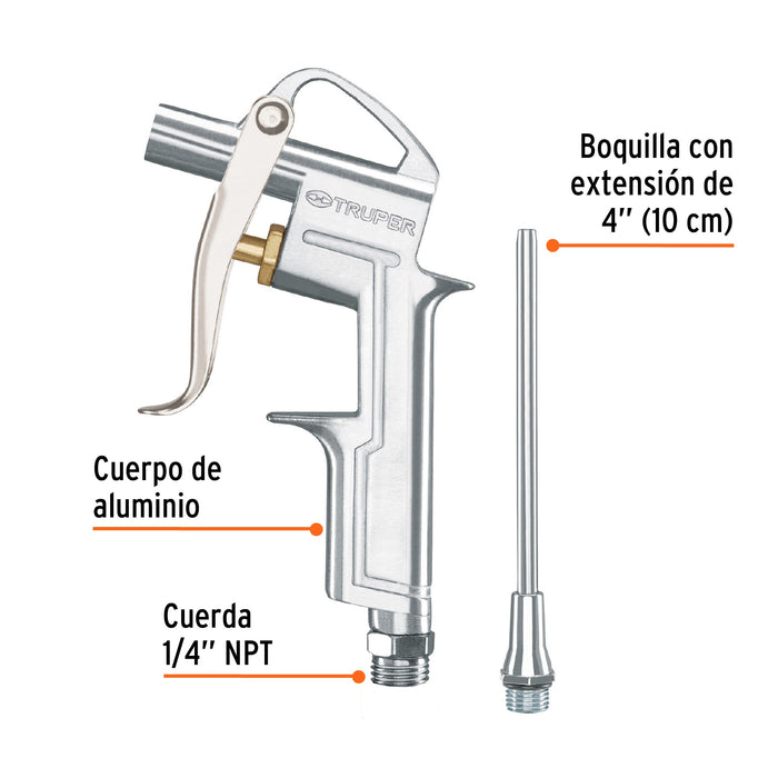 Pistola para sopletear, con extensión de 4, Truper 19235 PISO-695