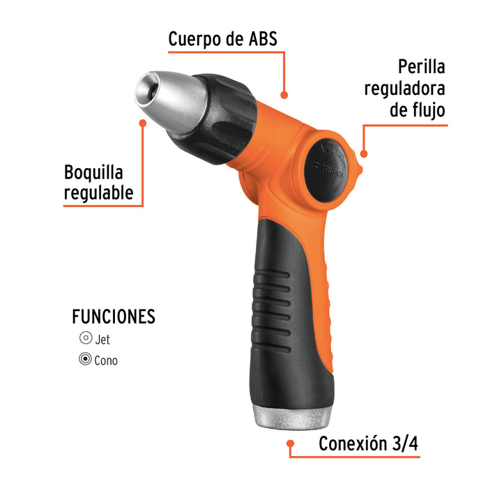 Pistola para riego 2 funciones plástica, boquilla regulable 17480 PR-302