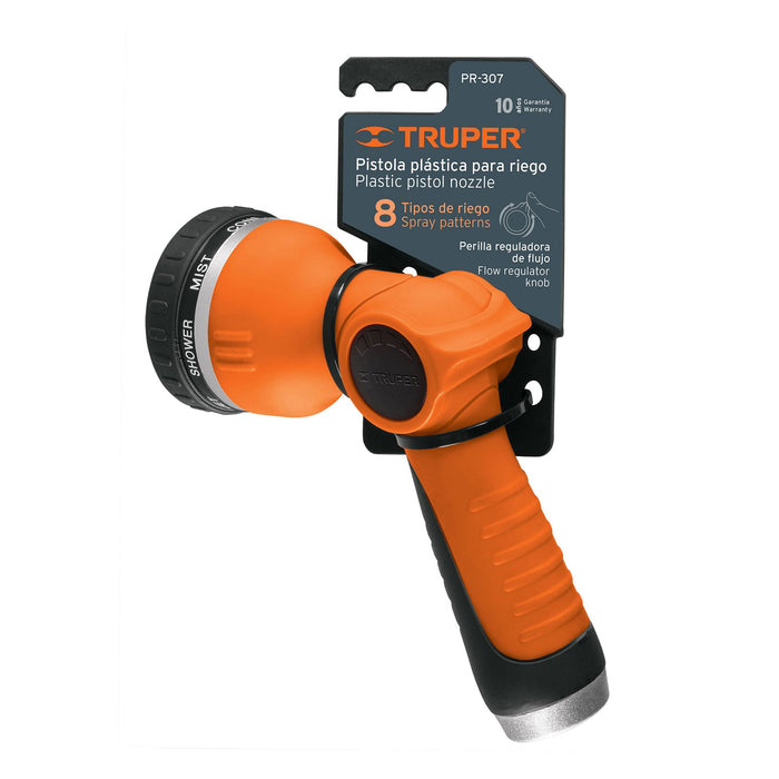 Pistola para riego de 8 funciones plástica, Truper 17479 PR-307
