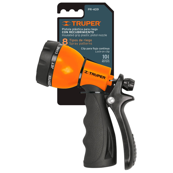 Pistola para riego de 8 funciones plástica con recubrimiento 18482 PR-409