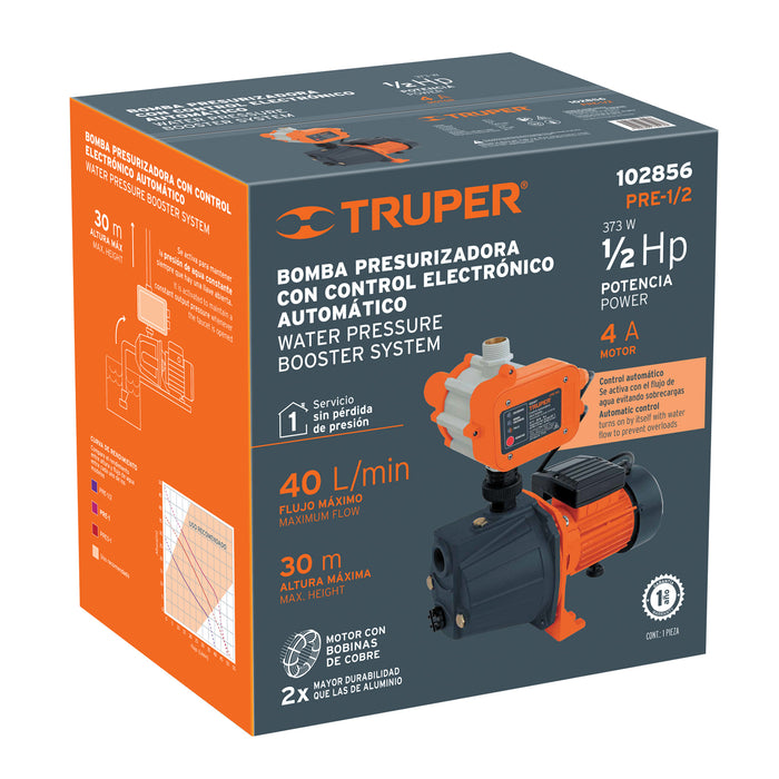 Bomba presurizadora jet hierro 1/2 HP con control, Truper Código: 102856