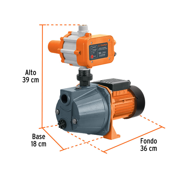 Bomba presurizadora jet hierro 1/2 HP con control, Truper Código: 102856