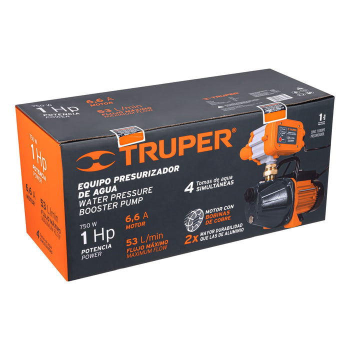 Bomba presurizadora jet hierro 1 HP con control, Truper 19397 PRES-1