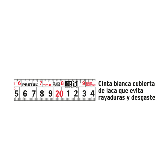 Flexómetro azul 5.5 m cinta 25 mm, en tarjeta, Pretul 28023 PRO-55MEB-A