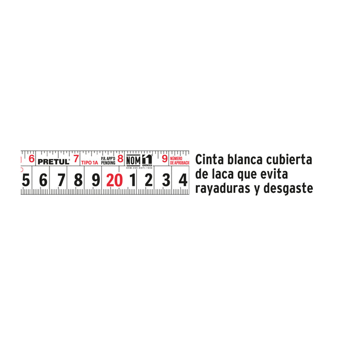 Flexómetro azul 5 m cinta 19 mm, en tarjeta, Pretul 21610 PRO-5MEB-A