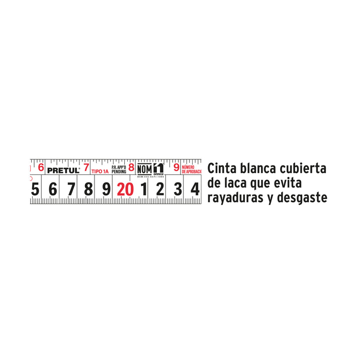 Flexómetro verde 5 m cinta 19 mm, en tarjeta, Pretul 21612 PRO-5MEB-R