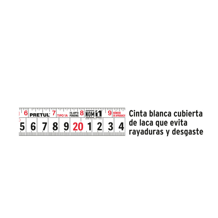 Flexómetro amarillo 5 m cinta 19 mm, en tarjeta, Pretul 21606 PRO-5MEB