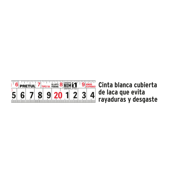 Flexómetro amarillo 8 m cinta 25 mm, en tarjeta, Pretul 21603 PRO-8ME