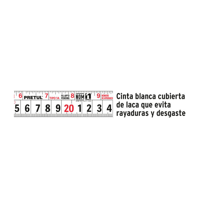 Flexómetro amarillo 8 m cinta 25 mm, en tarjeta, Pretul 21603 PRO-8ME