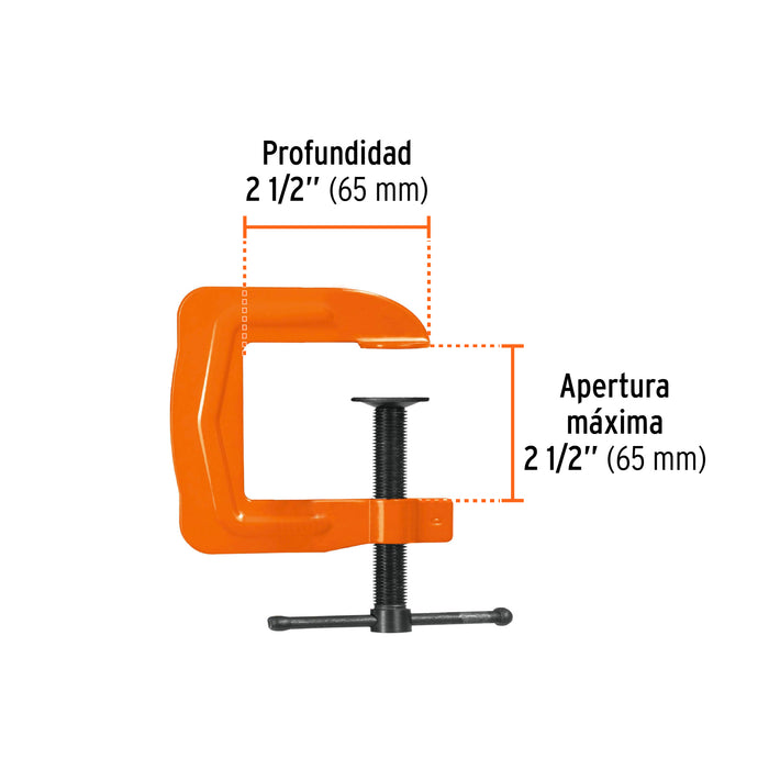 Prensa 2-1/2' troquelada de acero, Truper Código: 17667