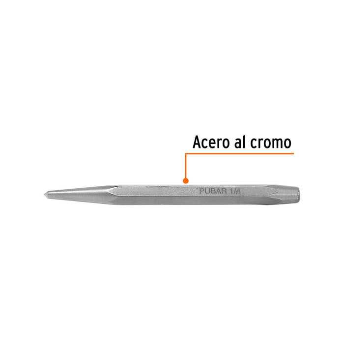 Punzón 1/4' para barrenar, largo 4-1/4', Truper Código: 12218