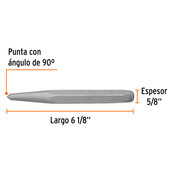 Punzón 5/8' para barrenar, largo 6-1/8', Truper Código: 12223