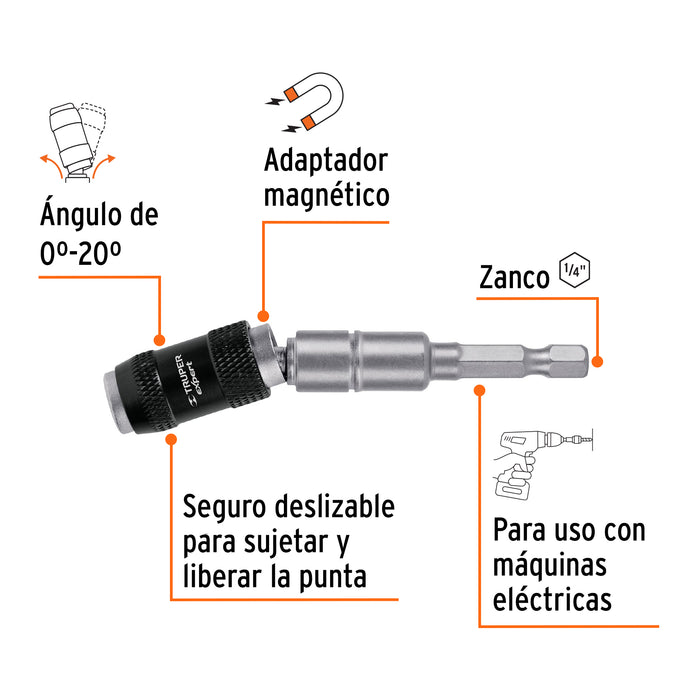 Adaptador articulado de 120 mm magnético para puntas, Expert 101965 PUDE-90120