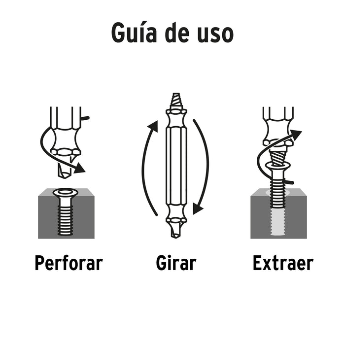 Blíster con 3 puntas extractoras de tornillos, Truper 103311 PUNE-3