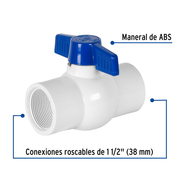 Válvula esfera de PVC 1-1/2' roscable, Foset 49154