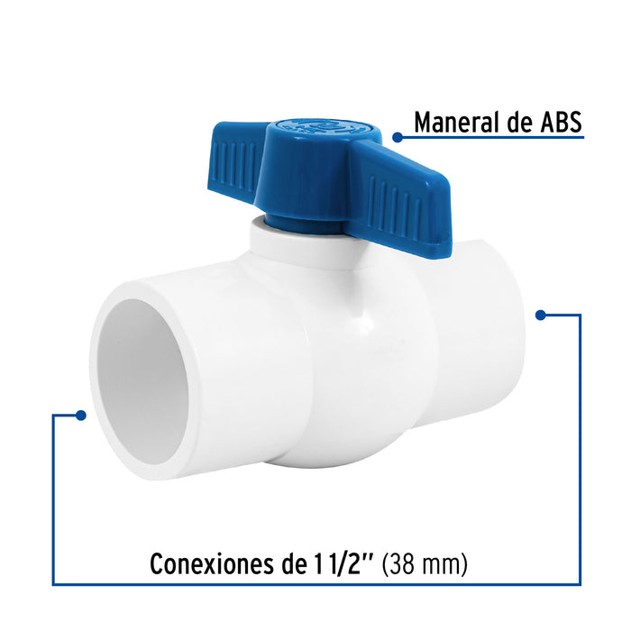Válvula de esfera de PVC 1 1/2' para cementar, Foset 49160