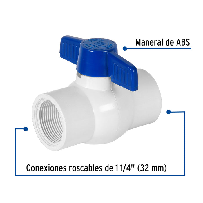 Válvula esfera de PVC 1-1/4' roscable, Foset 49153