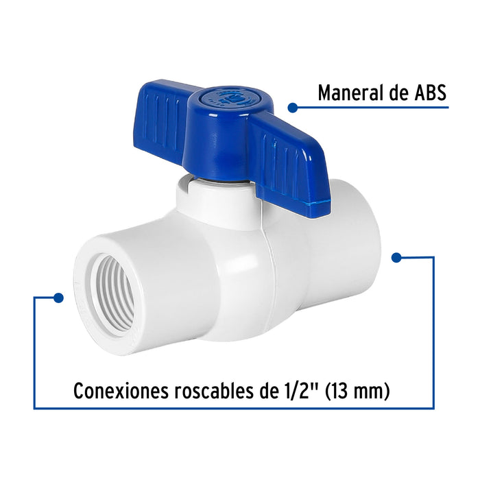Válvula esfera de PVC 1/2' roscable, Foset 49150