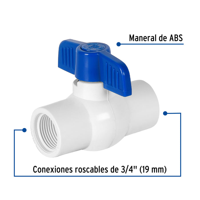Válvula esfera de PVC 3/4' roscable, Foset 49151