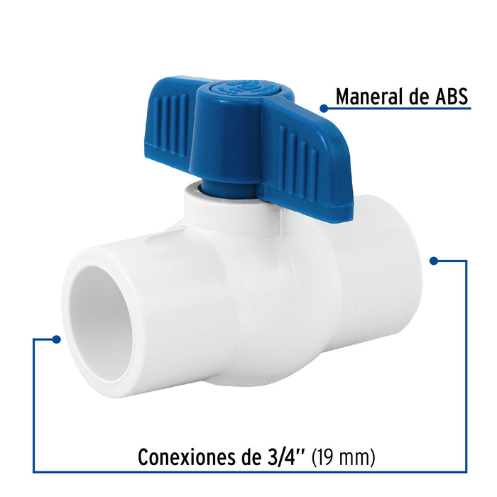 Válvula de esfera de PVC 3/4' para cementar, Foset 49157