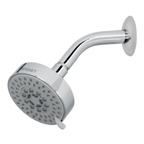 Regadera cromo 4'con 5 funciones, con brazo, Foset Element 45167 R-202