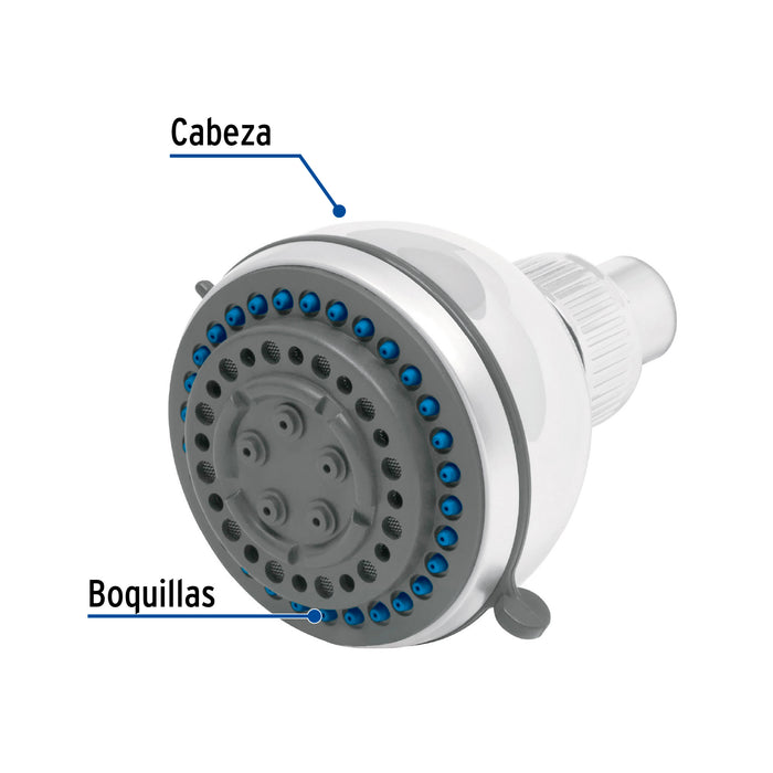 Regadera redonda de ABS 3', 5 funciones, sin brazo, Aqua 49415