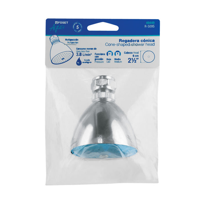 Regadera cónica metálica 2-1/2' sin brazo, Foset Aqua 49449