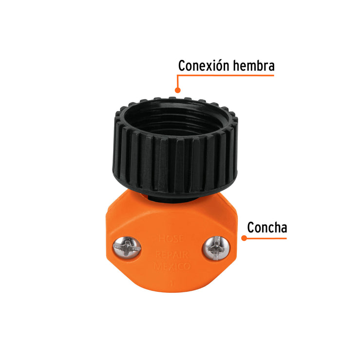 Conector 1/2' hembra de ABS para manguera, Truper Código: 12712