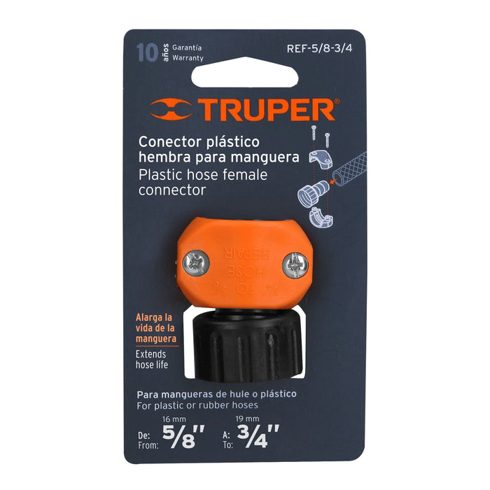 Conector 5/8'-3/4' hembra de ABS para manguera, Truper Código: 12718