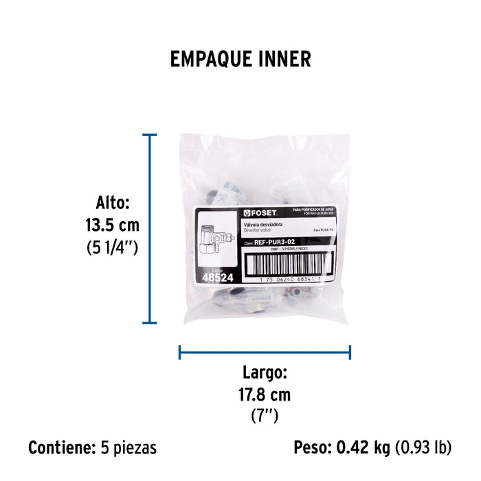 Válvula de alimentación 1/2' x 1/4' para filtro de agua 48524