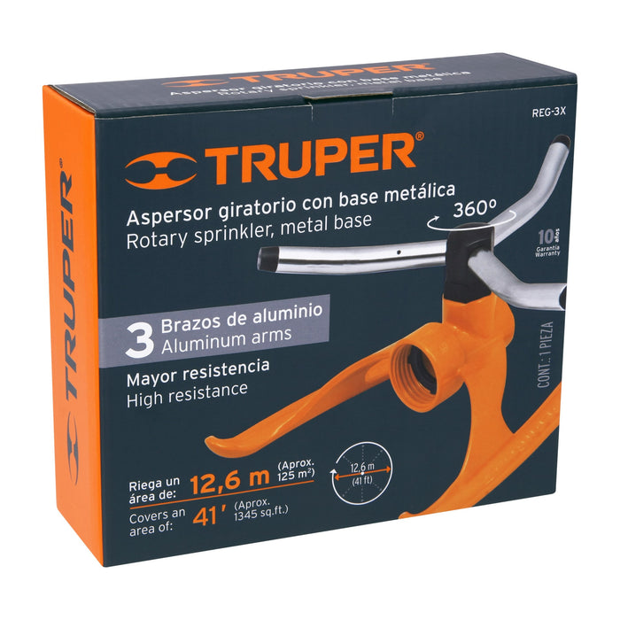 Aspersor giratorio de 3 brazos con base plástica, Pretul 20065 REG-3