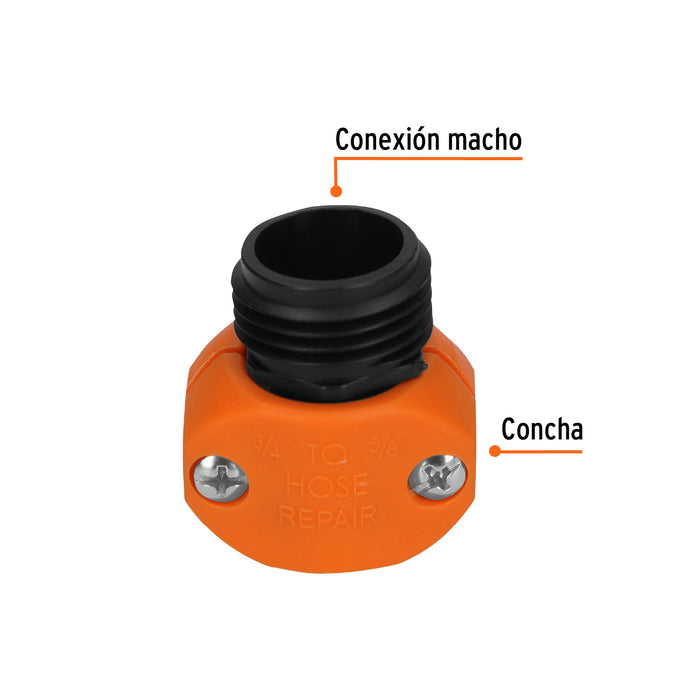 Conector 5/8'-3/4' macho de ABS para manguera, Truper Código: 12716
