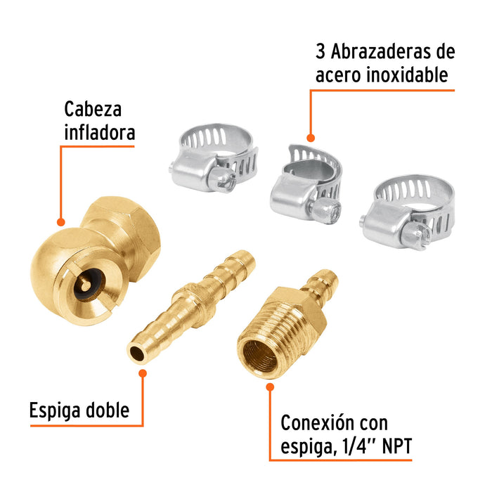 Juego de 6 piezas para reparar mangueras de 3/8', Truper Código: 19021
