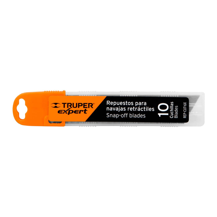 Estuche con 10 cuchillas SK4 de 18 mm para cutter, Truper 16965 REP-CUT-6