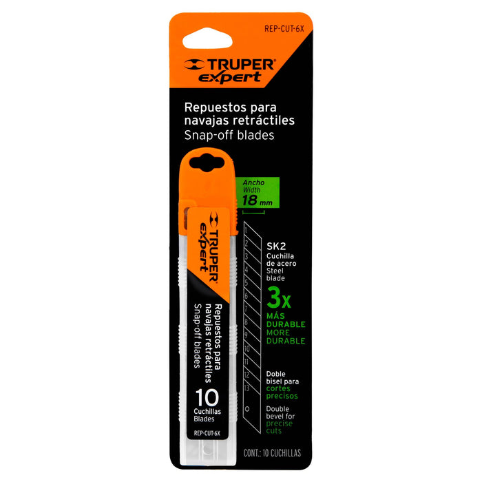 Cutter 18 mm profesional con alma metálica y grip, Truper 16977 CUT-6X