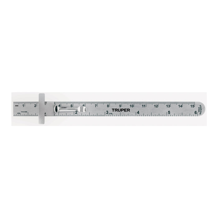 Regla 15 cm de acero inoxidable de bolsillo, Truper 101810 RGL-15B