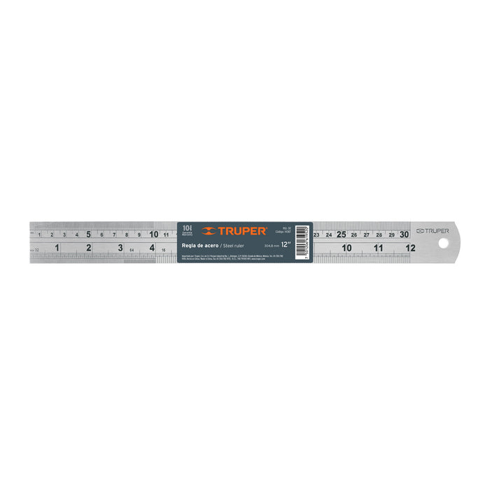 Regla 30 cm de acero inoxidable, Truper 14387 RGL-30