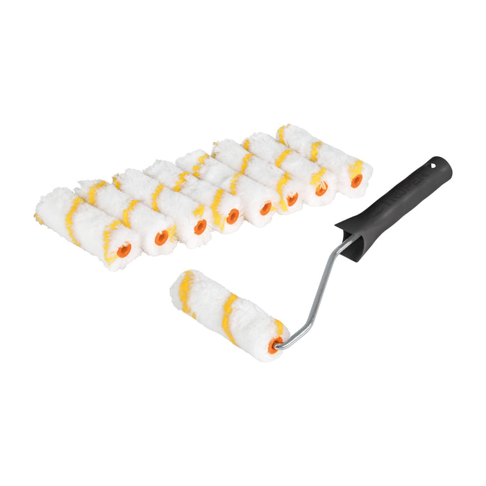 Kit de maneral y 9 mini rodillos de 4' de poliéster, Truper 12132 ROPI-420N9