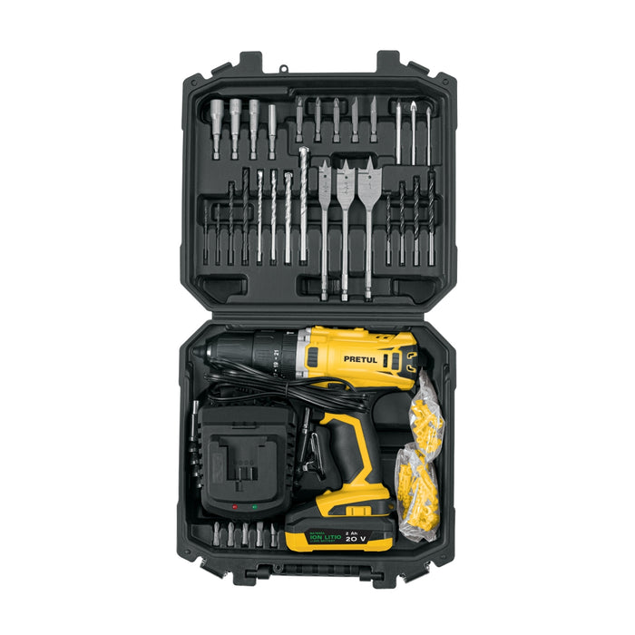 Kit rotomartillo inalámbrico 1/2' 20V y 32 accesorios Pretul 29000 ROTI-20P2K