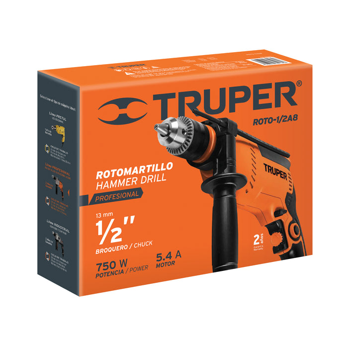 Rotomartillo 1/2' 750 W, profesional, Truper Código: 14658