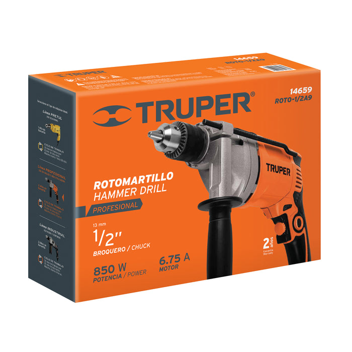 Rotomartillo 1/2' 850 W, profesional, Truper Código: 14659