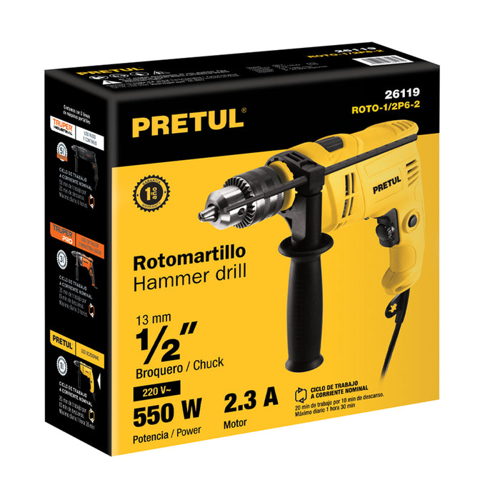 Rotomartillo 1/2' 550 W, Pretul Código: 28112