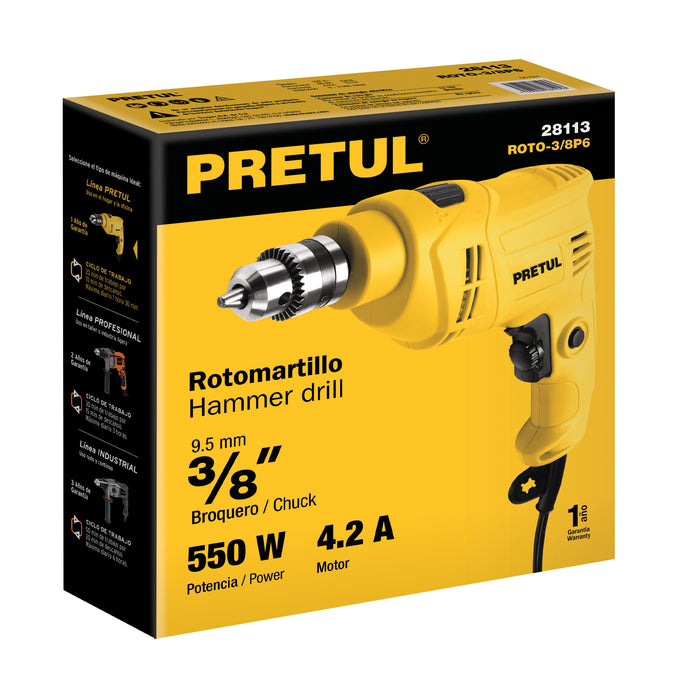 Rotomartillo 3/8' 550 W, Pretul Código: 28113