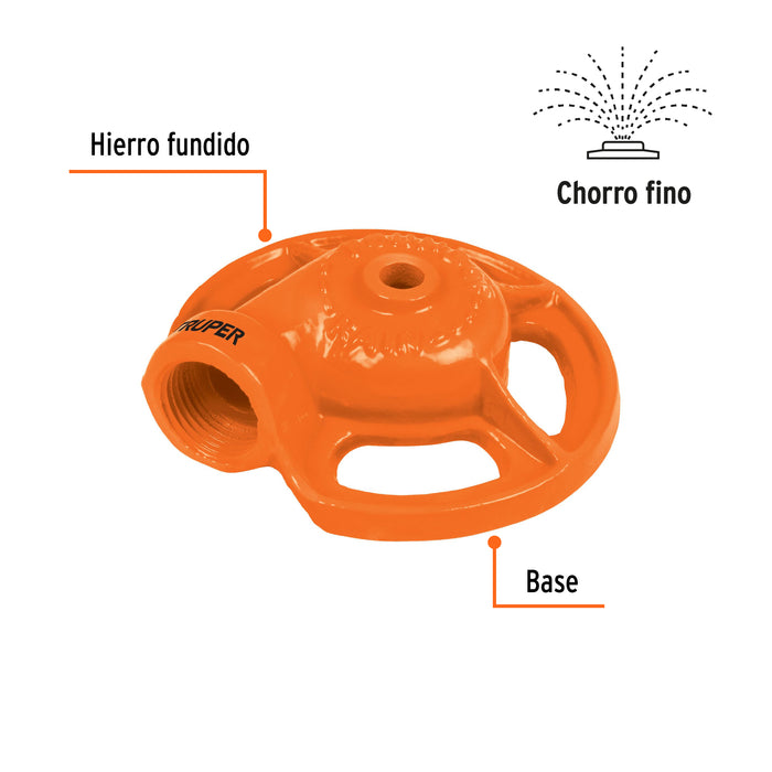 Aspersor base metálica, tipo sapo de chorro fino, Truper 10351 SAPO-1