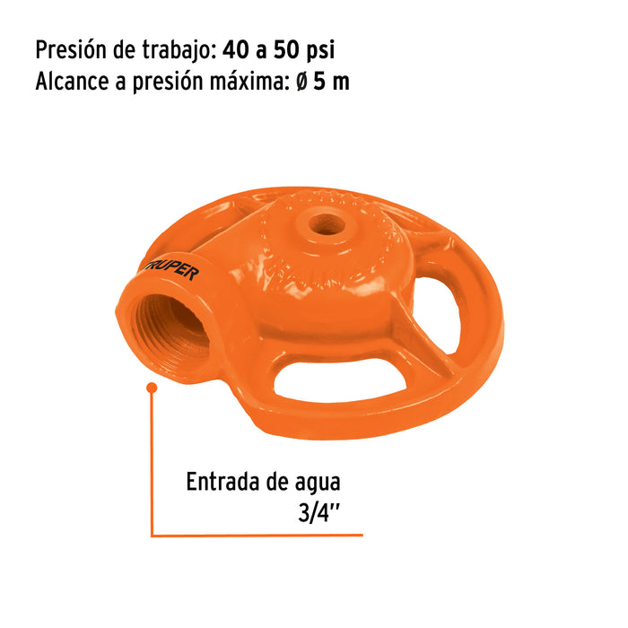 Aspersor base metálica, tipo sapo de chorro fino, Truper 10351 SAPO-1