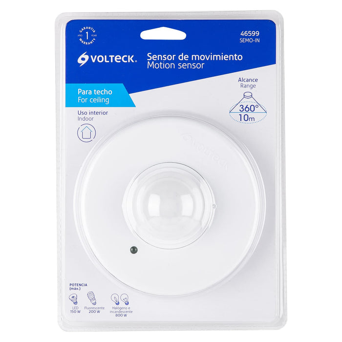 Sensor de movimiento para techo, alcance 10 m, Volteck 46599