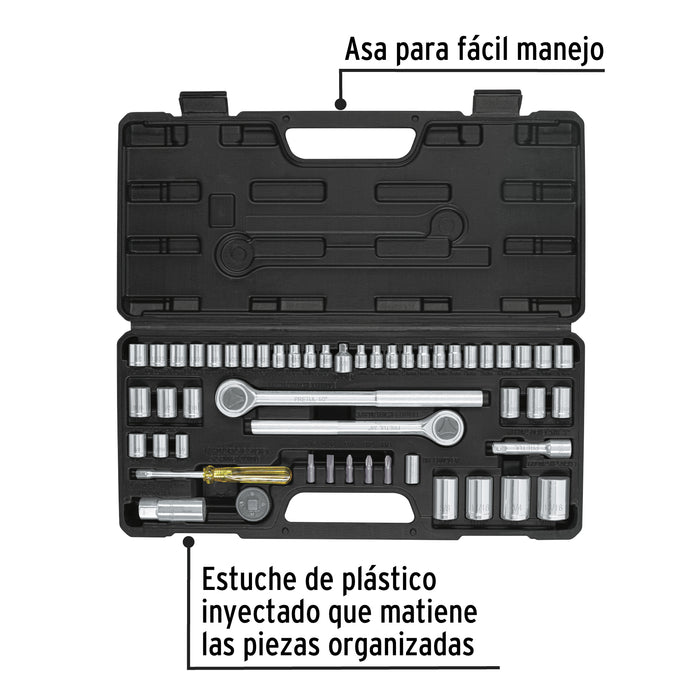 Juego 51 herramientas 1/4', 3/8' y 1/2' p/mecánico, Pretul 24219 SET-51