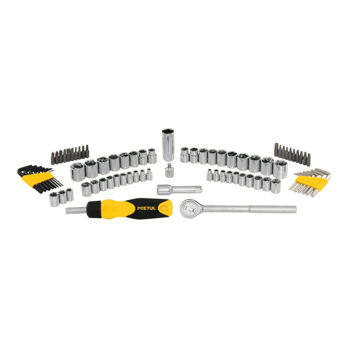 Juego de 83 herramientas 1/4' y 3/8' para mecánico, Pretul 22984 SET-85